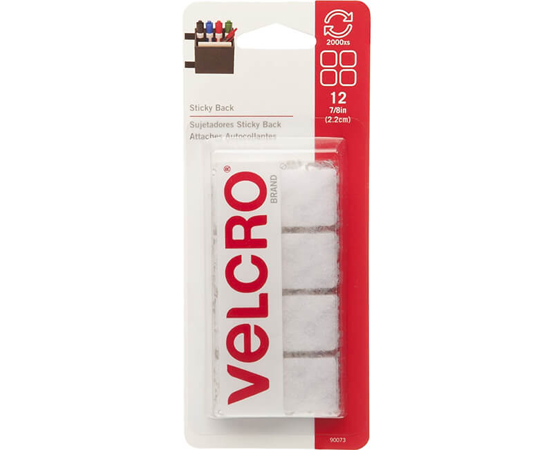 Velcro 7/8" Squares 12ct White