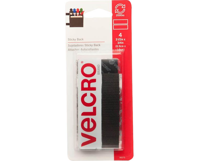 Velcro 3/4" x 3.5" 4ct Black