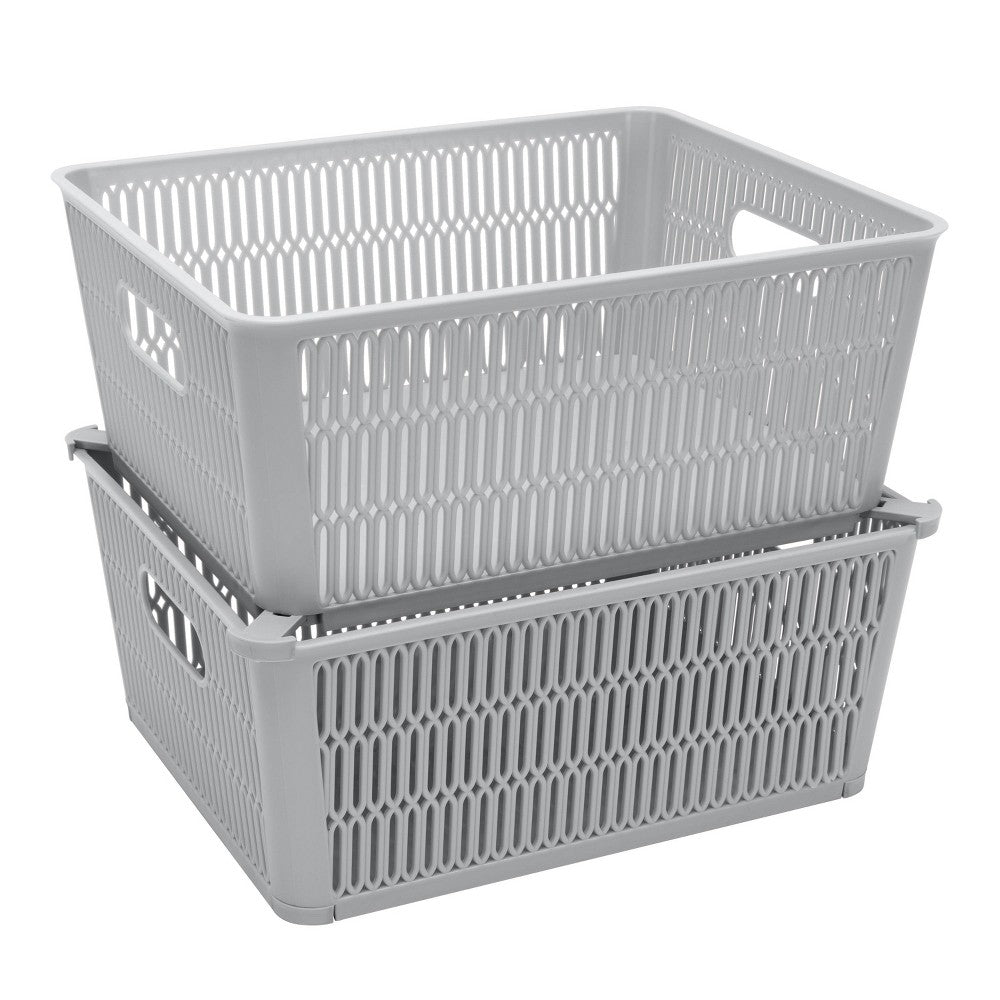 Basket 9x11x4 2c Stackbl GREY
