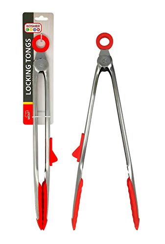 Tongs 12" SS/Silicone Red/Meat