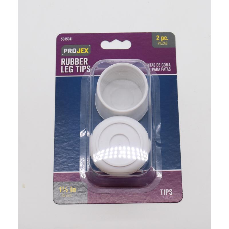 Rubber Leg Tip 1.5" White 2pk