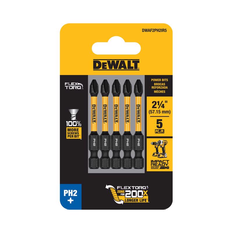 Phillips Bit #2x2.25" 5pk DeWa