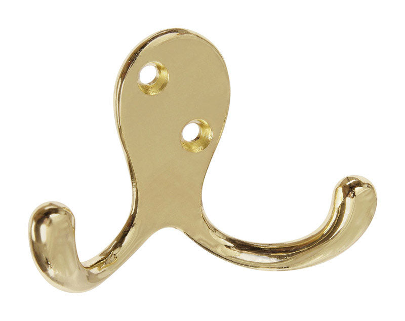 Dual Robe Hook Polished Brass