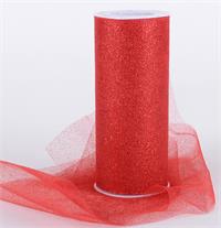 Tulle Glitter 6"x10yd Red