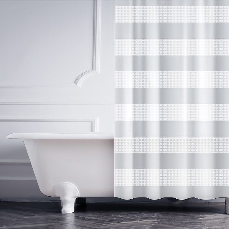 Shower Curtain Weave Wht/Grey